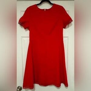 EUC Eliza J Red Fit Flare Dress Circle Lace Sz 12